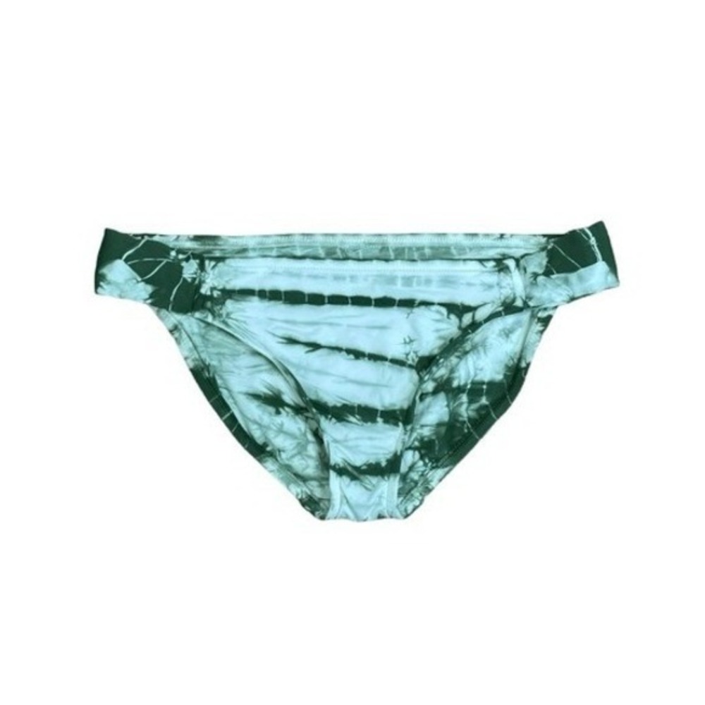 Lucky Brand Tie Dye Bikini Bottom Olive Green White Low Rise Swimsuit S